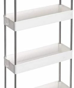 Begroting ???? Acaza Smal Keukenrek Of Opbergrek 4 Laags Op Wieltjes - Smalle Keuken Kast - Keukentrolley Met Wielen - Wit ????