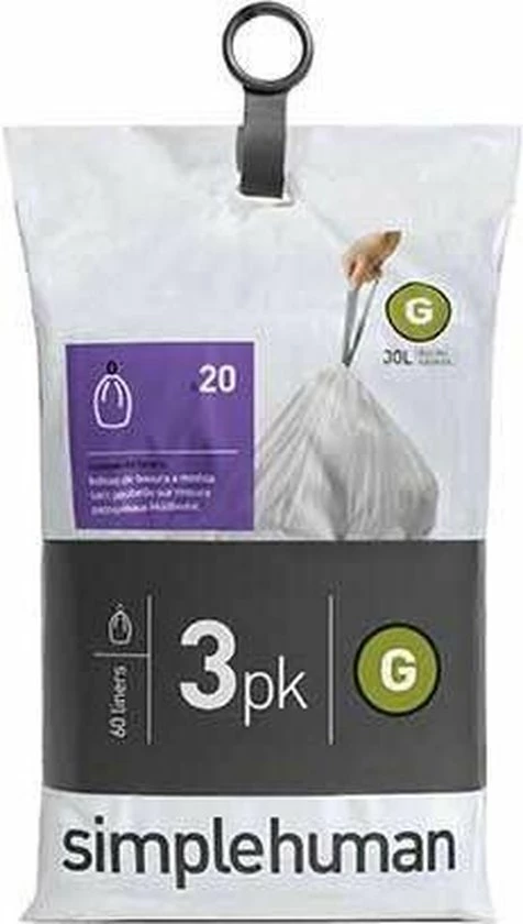Beste Pirce ???? Simplehuman Pocket Liner (G) Afvalzak - 30 L - 3x20 Stuks - Wit ???? 7 Beste Pirce ???? Simplehuman Pocket Liner (G) Afvalzak - 30 L - 3x20 Stuks - Wit ???? - Afbeelding 5