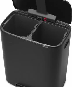 Uitgang ???? Brabantia Bo Prullenbak - 2 X 30 L - Met 80 Vuilniszakken - Matt Black ???? -Yoshiko Shop 541x840 1