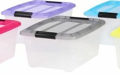 Beste Verkoop ???? IRIS OHYAMA IRIS Topbox Opbergbox - 5 Stuks Van 15L - Kunststof - Transparant/Multicolor ✨ -Yoshiko Shop 550x155
