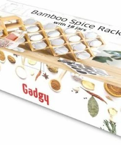 Promo ???? Gadgy Kruidenrek Met 18 Glazen Kruidenpotjes Met Strooideksel - Incl. Labels En Marker - Bamboe Hout - 43 X 18cm ⭐ -Yoshiko Shop 550x357 2
