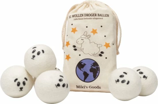 Gloednieuw ???? Miki's Goods® XL Wollen Drogerballen 6 Stuks - Panda Wasballen - Duurzaam - Wasbol - 100% Nieuw-Zeelandse Schapenwol - Wasbollen - Herbruikbaar- Droogballen - Snellere Droogtijd - Zuigt Dierenharen Op ???? 3 Gloednieuw ???? Miki's Goods® XL Wollen Drogerballen 6 Stuks - Panda Wasballen - Duurzaam - Wasbol - 100% Nieuw-Zeelandse Schapenwol - Wasbollen - Herbruikbaar- Droogballen - Snellere Droogtijd - Zuigt Dierenharen Op ????