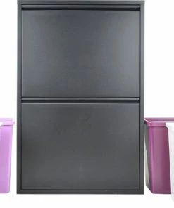 Uitgang ???? VEEHAUS – Clark - Prullenbak 4 Vakken – Afvalemmer 60 Liter (4x 15L) – Zwart - 4-vaks Prullenbak Afvalscheiding – Afvalbak Metaal – Hygiënisch Recyclen - Afval Scheiden - Prullenbak - Zwart ???? -Yoshiko Shop 550x379 11