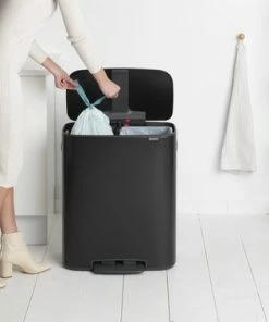 Uitgang ???? Brabantia Bo Prullenbak - 2 X 30 L - Met 80 Vuilniszakken - Matt Black ???? -Yoshiko Shop 550x379 4