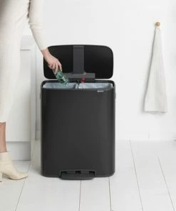 Uitgang ???? Brabantia Bo Prullenbak - 2 X 30 L - Met 80 Vuilniszakken - Matt Black ???? -Yoshiko Shop 550x379 5