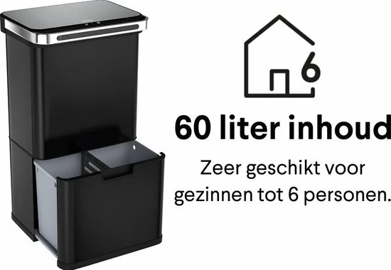 Top 10 ✔️ Afvalscheiding Prullenbak - 4 Vakken - 60 Liter (2×18L + 2×12L) - Recycle Sensor Prullenbak Homra DEXER - RVS Afvalemmer - Afvalscheidingsprullenbak - Design Keuken Afvalemmer - Automatische Lucht- En Bacterie Filter - Soft Close Deksel – Kleur Zwart ???? 9 Top 10 ✔️ Afvalscheiding Prullenbak - 4 Vakken - 60 Liter (2×18L + 2×12L) - Recycle Sensor Prullenbak Homra DEXER - RVS Afvalemmer - Afvalscheidingsprullenbak - Design Keuken Afvalemmer - Automatische Lucht- En Bacterie Filter - Soft Close Deksel – Kleur Zwart ???? - Afbeelding 7