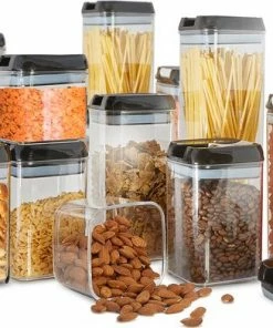 Beste deal ✨ KitchenBrothers Voorraadpotten - Luchtdichte Deksels - 14 Stuks Voorraadbussen - Herschrijfbare Labels - Kunststof ????