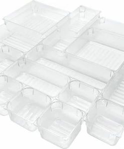 Gloednieuw ⭐ The Organisy Lade Organizer (Set Van 16) - Doorzichtig Keuken Bakjes - Keukenkastorganizers - Opbergbak / Bewaardoos / Opbergdoos / Lade / Schuiflade Verdeler / Indeling- Blikjes En Pakjes Houder - Fridge / Koelkast Organizer - Transparant Badkamer Opslag Bakje ????