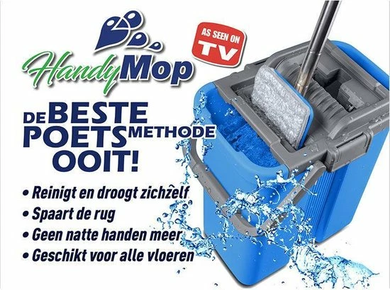 Hete verkoop ???? Handy Mop - Dweilsysteem - Vloerwisser - Emmer Met Wringer - Blauw ✨ 6 Hete verkoop ???? Handy Mop - Dweilsysteem - Vloerwisser - Emmer Met Wringer - Blauw ✨ - Afbeelding 4