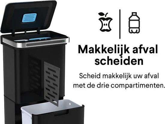 Top 10 ✔️ Afvalscheiding Prullenbak - 4 Vakken - 60 Liter (2×18L + 2×12L) - Recycle Sensor Prullenbak Homra DEXER - RVS Afvalemmer - Afvalscheidingsprullenbak - Design Keuken Afvalemmer - Automatische Lucht- En Bacterie Filter - Soft Close Deksel – Kleur Zwart ???? 7 Top 10 ✔️ Afvalscheiding Prullenbak - 4 Vakken - 60 Liter (2×18L + 2×12L) - Recycle Sensor Prullenbak Homra DEXER - RVS Afvalemmer - Afvalscheidingsprullenbak - Design Keuken Afvalemmer - Automatische Lucht- En Bacterie Filter - Soft Close Deksel – Kleur Zwart ???? - Afbeelding 5