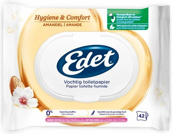 Flash-uitverkoop ⌛ Edet Vochtig Toiletpapier - 294 Stuks - Amandel ❤️ 3 Flash-uitverkoop ⌛ Edet Vochtig Toiletpapier - 294 Stuks - Amandel ❤️