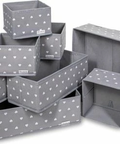 Promo ???? Housum Opbergbakjes - Vouwbare Opbergmandjes Voor Badkamer, Keuken Of Voor In De Kast - Grijs - Set Van 8 Opberg Bakjes / Mandjes ????