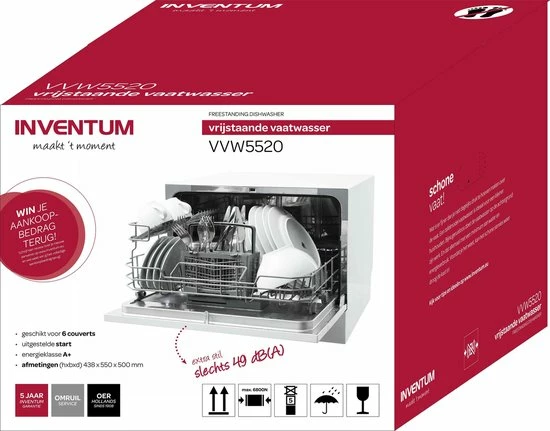 Nieuw ???? Inventum VVW5520 - Mini Vaatwasser - Vrijstaand - Wit ???? 10 Nieuw ???? Inventum VVW5520 - Mini Vaatwasser - Vrijstaand - Wit ???? - Afbeelding 8