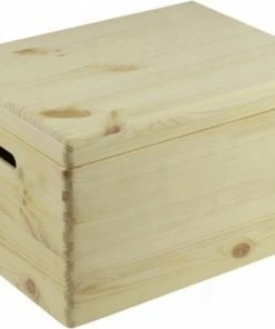 Uitgang ???? Deurklink24 Houten Kist Met Klepdeksel - 39,5 X 29,5 X 23 Cm - Inhoud 27,6L - Grenen Houten Kistje - Opbergkisten ???? -Yoshiko Shop 550x445 7
