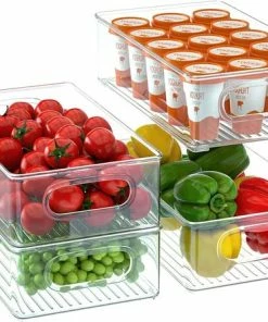 Flash-uitverkoop ???? Stosh Koelkast Organizer - Opbergbox - Lade Organizer - Keuken Organizers - Opbergdoos - Koelkast Bakjes - Transparant - 4 Stuks ????