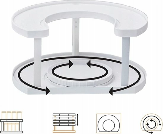Beste Pirce ❤️ Draaiplateau Keuken - Kruidenrek - Keukenkast - Keuken Organizer - Draaibaar - 2 Etages - Rheme ???? 10 Beste Pirce ❤️ Draaiplateau Keuken - Kruidenrek - Keukenkast - Keuken Organizer - Draaibaar - 2 Etages - Rheme ???? - Afbeelding 8