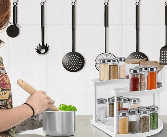 Beste Pirce ❤️ Draaiplateau Keuken - Kruidenrek - Keukenkast - Keuken Organizer - Draaibaar - 2 Etages - Rheme ???? 5 Beste Pirce ❤️ Draaiplateau Keuken - Kruidenrek - Keukenkast - Keuken Organizer - Draaibaar - 2 Etages - Rheme ???? - Afbeelding 3