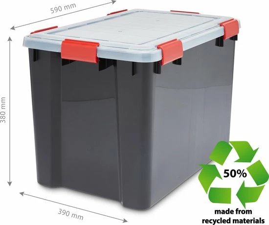 Uitgang ???? IRIS OHYAMA IRIS Airtight Opbergbox - 70L - 2 Stuks - Zwart/Rood ???? 5 Uitgang ???? IRIS OHYAMA IRIS Airtight Opbergbox - 70L - 2 Stuks - Zwart/Rood ???? - Afbeelding 3