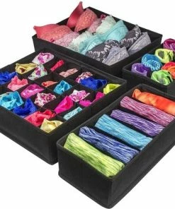 Kopen ⭐ Merkloos Organizer Voor Kleding - Kledingverdeler - 4 Stuks - Opbergbox - Opbergsysteem 45 Vakken - Ondergoed / Sokken / ???? Shirts / BH - Kastlade Verdeler - Kast Verdeler - Kledingkast ⌛