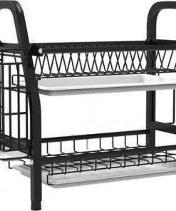 Beste Pirce ???? Merkloos Afdruiprek - Afdruiprek Met Lekbak - Afwas - Metaal - Zwart - RVS Afwasrek ????