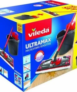 Beste deal ✨ Vileda UltraMax Sensitive - Complete Set - Vlakke Microvezelmop + Emmer Met Pers - Voor Parket En Delicate Oppervlakken ???? -Yoshiko Shop 550x480