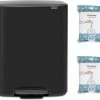 Uitgang ???? Brabantia Bo Prullenbak - 2 X 30 L - Met 80 Vuilniszakken - Matt Black ???? -Yoshiko Shop 550x486