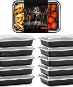 Gloednieuw ???? Meal Prep Bakjes - 10 Stuks - 1 Compartiment - Lunchbox - Diepvriesbakjes - Vershoudbakjes - Plastic Bakjes Met Deksel - Magnetron Bakjes Met Deksel - Meal Prep - Vershouddoos - 1L - BPA Vrij - Fitcrafters ????