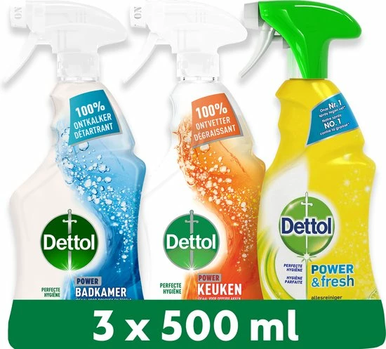 Uitgang ???? Dettol - 1,5L Allesreiniger Spray Power & Fresh - Badkamer 1x500 Ml Keuken 1x500ml Citrus 1x500ml - Voordeelverpakking ???? 3 Uitgang ???? Dettol - 1,5L Allesreiniger Spray Power & Fresh - Badkamer 1x500 Ml Keuken 1x500ml Citrus 1x500ml - Voordeelverpakking ????