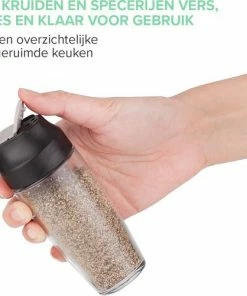 Hete verkoop ???? Draaibaar Kruidenrek Coninx | Glazen Potjes Met Strooideksel | Staande Kruidencarrousel | 12 Kruidenpotjes | Zwart ???? -Yoshiko Shop 550x501 5