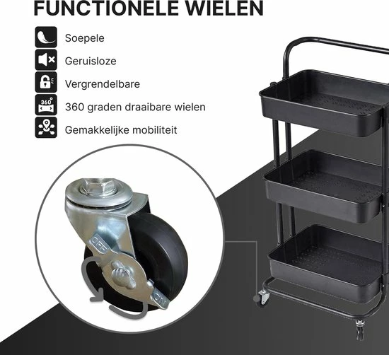Beste recensies van ???? O'DADDY® Keukentrolley Op Wieltjes - Serveerwagen - Keukentrolley Zwart - Verrijdbaar En Vast - 3 Lagen - 86 X 43 X 36 Cm ???? 8 Beste recensies van ???? O'DADDY® Keukentrolley Op Wieltjes - Serveerwagen - Keukentrolley Zwart - Verrijdbaar En Vast - 3 Lagen - 86 X 43 X 36 Cm ???? - Afbeelding 6