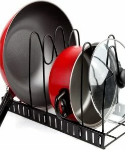 Beste Pirce ???? Buxibo Verstelbaar Pannenrek - Opberg Rek Voor 5 Potten En Pannen - Keuken Kast Organizer Staand - IJzer - Zwart ???? -Yoshiko Shop 550x504 3