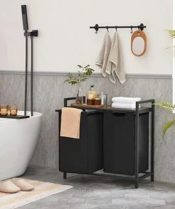 Goedkoopste ???? FURNIBELLA - Wasmand, Wassorteerder Met Plank En Uittrekbare Zakken, Wasorganisator, Metalen Frame, 2 Oxford Stof Verwijderbare Zakken, Rustiek Bruin En Zwart BLH201B01 ???? 14 Goedkoopste ???? FURNIBELLA - Wasmand, Wassorteerder Met Plank En Uittrekbare Zakken, Wasorganisator, Metalen Frame, 2 Oxford Stof Verwijderbare Zakken, Rustiek Bruin En Zwart BLH201B01 ???? -Yoshiko Shop 550x507 3