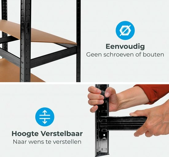 Kopen ???? LifeGoods Stellingkast - Opbergrek - 5 Planken - 875 Kg Draagkracht - 90x40x180 Cm - Metaal/MDF - Zwart ✔️ 7 Kopen ???? LifeGoods Stellingkast - Opbergrek - 5 Planken - 875 Kg Draagkracht - 90x40x180 Cm - Metaal/MDF - Zwart ✔️ - Afbeelding 5