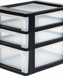 Aanbiedingen ???? Iris Ohyama Organizer Chest Ladesysteem A4 - 2 X Lade 4L En 1 X Lade 7L - Zwart/Transparant ????
