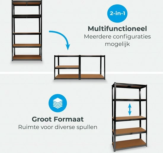 Kopen ???? LifeGoods Stellingkast - Opbergrek - 5 Planken - 875 Kg Draagkracht - 90x40x180 Cm - Metaal/MDF - Zwart ✔️ 8 Kopen ???? LifeGoods Stellingkast - Opbergrek - 5 Planken - 875 Kg Draagkracht - 90x40x180 Cm - Metaal/MDF - Zwart ✔️ - Afbeelding 6