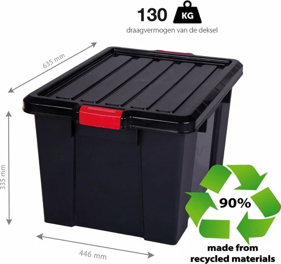 Goedkoop ???? IRIS OHYAMA IRIS Powerbox Kunststof Opbergbox - 68L - 3 Stuks - Zwart/Rood ???? 5 Goedkoop ???? IRIS OHYAMA IRIS Powerbox Kunststof Opbergbox - 68L - 3 Stuks - Zwart/Rood ???? - Afbeelding 3