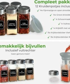 Goedkoop ???? Soothe 12 Glazen Kruidenpotjes Set Met 2 Soorten Strooideksels – Kruidenstrooier 120 Ml – Compleet Pakket Incl Kruidenpotjes Stickers, Krijtstift En Accessoires ⌛ -Yoshiko Shop 550x519 8