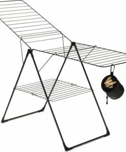 Goedkoop ???? Brabantia Droogrek Inklapbaar T Model - Met Wasknijpertasje - 20 M - Matt Black ✔️