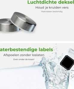 Goedkoop ???? Soothe 12 Glazen Kruidenpotjes Set Met 2 Soorten Strooideksels – Kruidenstrooier 120 Ml – Compleet Pakket Incl Kruidenpotjes Stickers, Krijtstift En Accessoires ⌛ -Yoshiko Shop 550x521 9