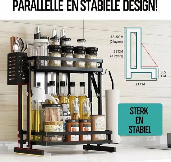 Korting ⭐ TammaT - Kruidenrek - Kruidenrek Staand - Inklapbare Keukenrek - 3-laags 35x21x56,5CM - Keuken Organizer - Aanrecht Organizer - Keuken Opslag - Roestvrij Staal - Opbergrek - Keuken Organizers - Roestvrij En Krasvrij ???? 7 Korting ⭐ TammaT - Kruidenrek - Kruidenrek Staand - Inklapbare Keukenrek - 3-laags 35x21x56,5CM - Keuken Organizer - Aanrecht Organizer - Keuken Opslag - Roestvrij Staal - Opbergrek - Keuken Organizers - Roestvrij En Krasvrij ???? - Afbeelding 5