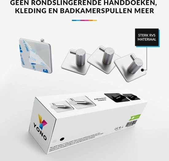 Aanbiedingen ✨ YONO Zelfklevende Haakjes – RVS Ophanghaakjes – Ultra Sterke Plakhaakjes – 4 Stuks – Zilver ???? 8 Aanbiedingen ✨ YONO Zelfklevende Haakjes – RVS Ophanghaakjes – Ultra Sterke Plakhaakjes – 4 Stuks – Zilver ???? - Afbeelding 6
