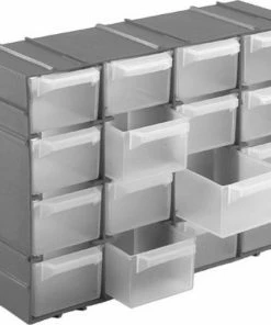 Gloednieuw ✔️ Hega Hogar 1x Grijze Staande Opbergboxen/sorteerboxen Met 16 Vakken 22 Cm - Gereedsschapskist - Knutselspullen Sorteren ⭐