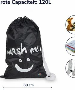 Beste Verkoop ✨ Wonair - Waszak Groot - 60x90cm - Zwart - Met Trekkoord En Draagband ???? -Yoshiko Shop 550x525 1