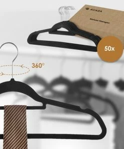 Beste deal ⭐ Acaza 20 Anti Slip Kledinghangers - Draaibare Metalen Haak - Plooibaar - Zwart ???? -Yoshiko Shop 550x526 5
