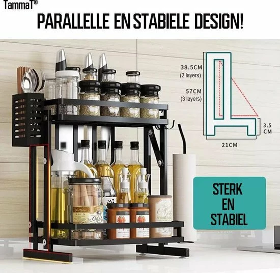 Korting ⭐ TammaT - Kruidenrek - Kruidenrek Staand - Inklapbare Keukenrek - 3-laags 35x21x56,5CM - Keuken Organizer - Aanrecht Organizer - Keuken Opslag - Roestvrij Staal - Opbergrek - Keuken Organizers - Roestvrij En Krasvrij ???? 14 Korting ⭐ TammaT - Kruidenrek - Kruidenrek Staand - Inklapbare Keukenrek - 3-laags 35x21x56,5CM - Keuken Organizer - Aanrecht Organizer - Keuken Opslag - Roestvrij Staal - Opbergrek - Keuken Organizers - Roestvrij En Krasvrij ???? - Afbeelding 12