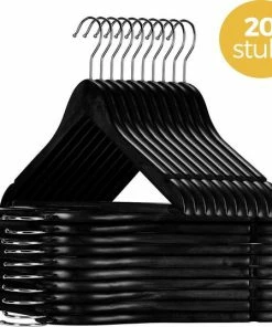 Goedkoop ⌛ LifeGoods Kledinghangers - 20 Stuks - Broeklat - Hout - Zwart ???? -Yoshiko Shop 550x537