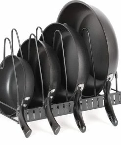 Beste Pirce ???? Buxibo Verstelbaar Pannenrek - Opberg Rek Voor 5 Potten En Pannen - Keuken Kast Organizer Staand - IJzer - Zwart ????