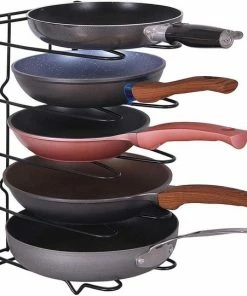 Beste Pirce ???? Buxibo Verstelbaar Pannenrek - Opberg Rek Voor 5 Potten En Pannen - Keuken Kast Organizer Staand - IJzer - Zwart ???? -Yoshiko Shop 550x541 5