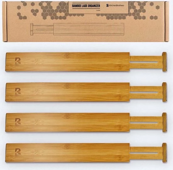 Hete verkoop ???? KitchenBrothers Ladeverdeler - Lade Organizer - Uitschuifbaar - Verstelbaar - 4 Stuks - Bamboe ???? 9 Hete verkoop ???? KitchenBrothers Ladeverdeler - Lade Organizer - Uitschuifbaar - Verstelbaar - 4 Stuks - Bamboe ???? - Afbeelding 7
