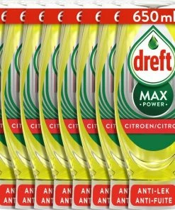 Nieuw ⭐ Dreft Max Power Lemon - Vloeibaar Afwasmiddel - Voordeelverpakking 8 X 650 Ml ✔️